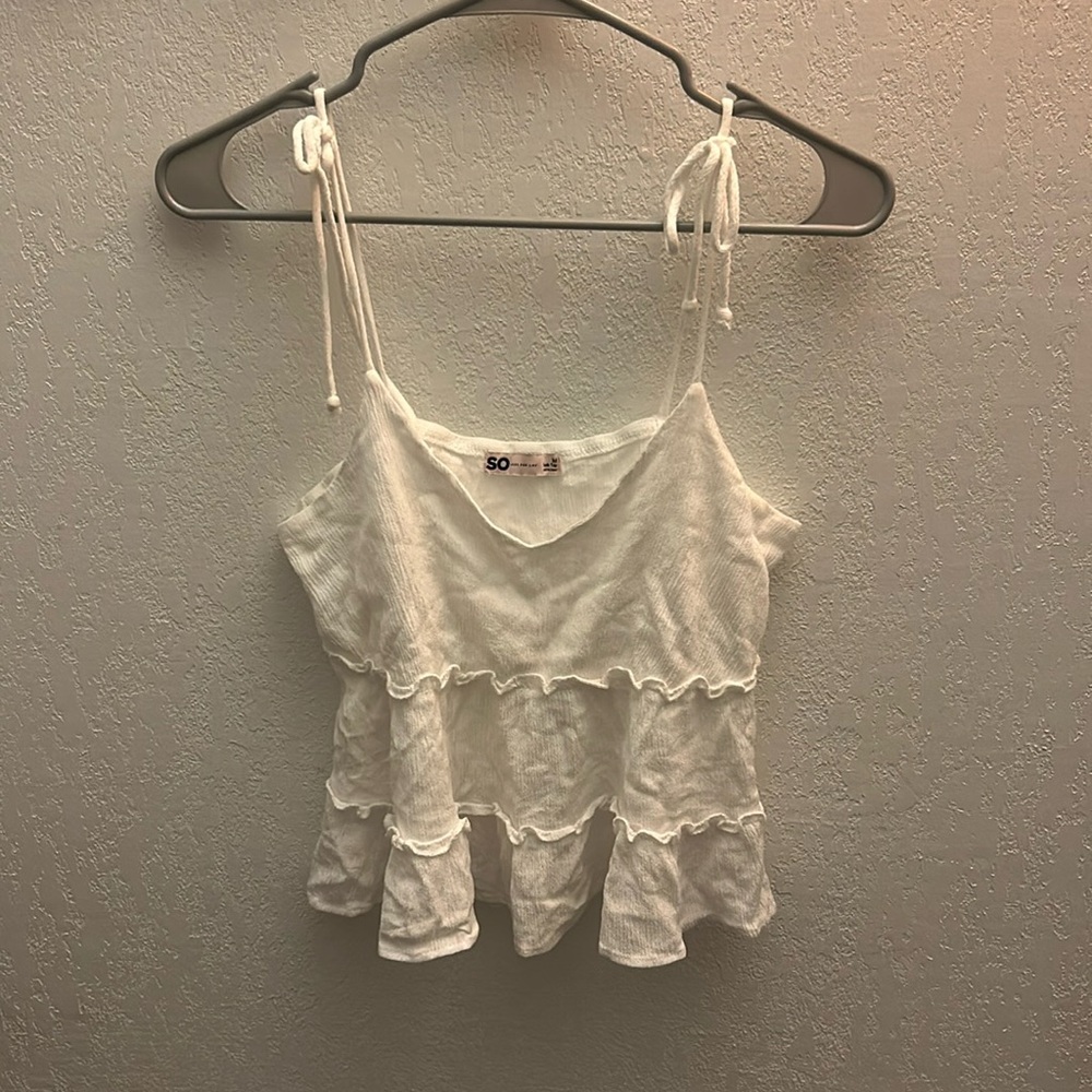 25. NWOT White flowy, layered tank top SO brand